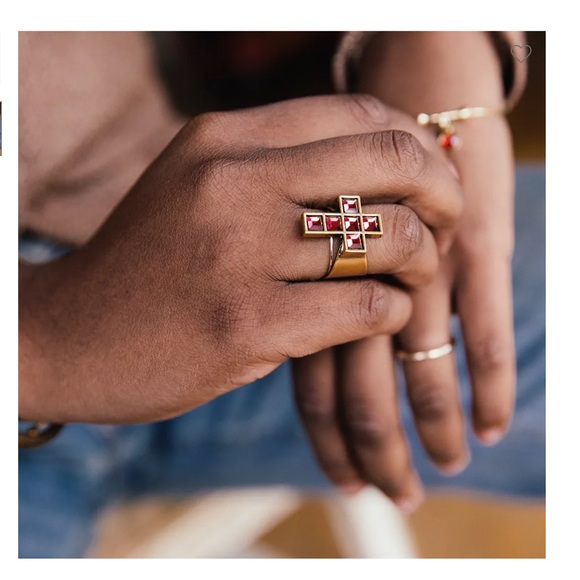 ALEX and ANI Crystal Cross Cocktail Ring - Picture 12 of 12